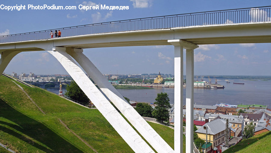 Freeway, Overpass, Building, Downtown, Town, Neighborhood, Countryside