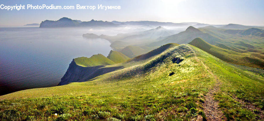 Crest, Mountain, Outdoors, Peak, Field, Grass, Grassland