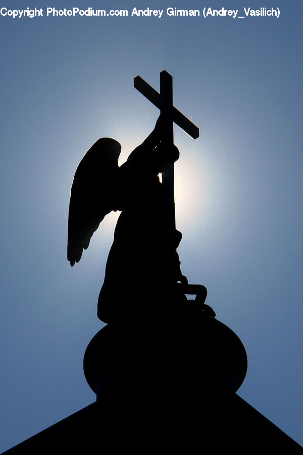Cross, Art, Gargoyle, Statue, Silhouette, Modern Art, Emblem