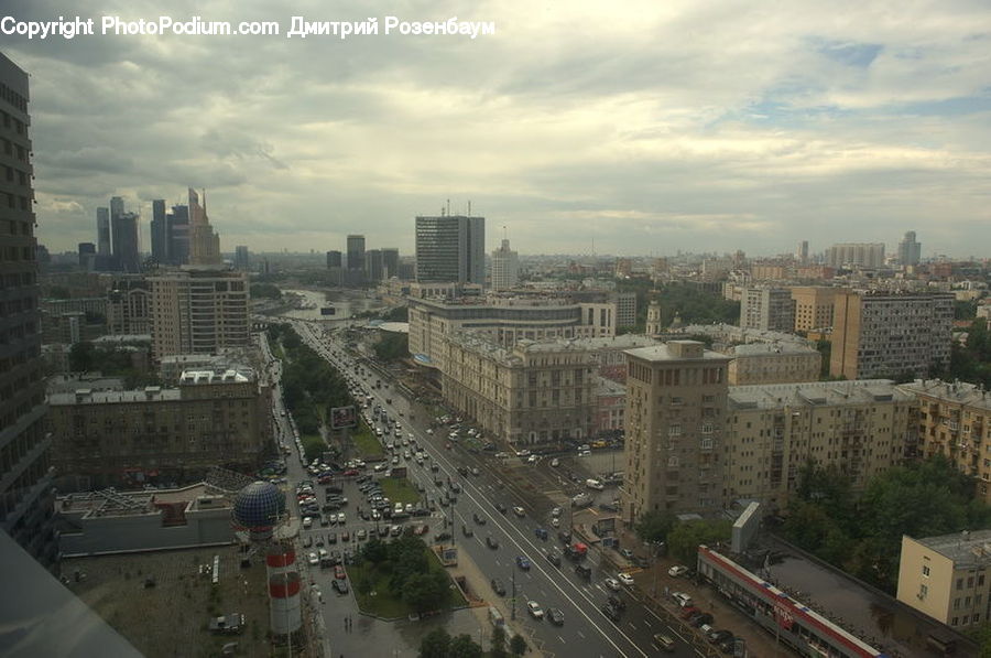 Aerial View, City, Downtown, Metropolis, Urban, Building, Intersection