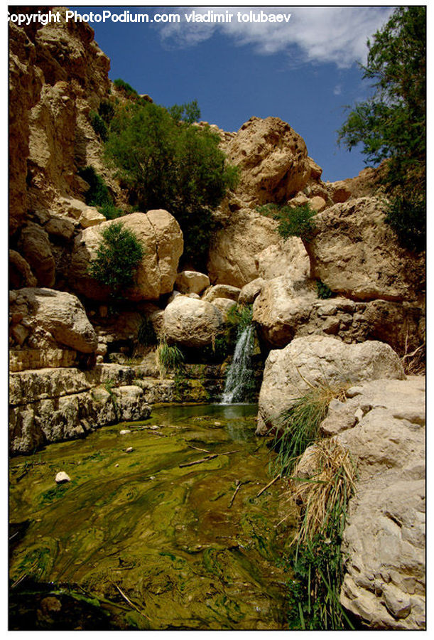 Rock, Cliff, Outdoors, Nature, Ruins, Creek, River