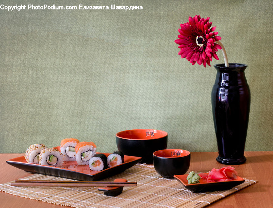 Food, Sushi, Jar, Porcelain, Vase, Glass, Goblet