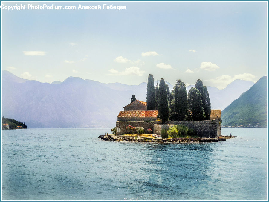 Coast, Island, Land, Sea, Outdoors, Water, Building
