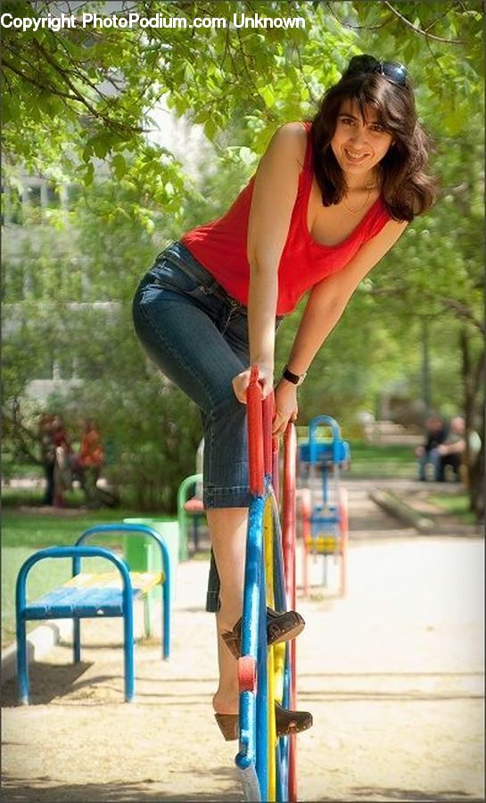 Human, People, Person, Bench, Plant, Potted Plant, Playground