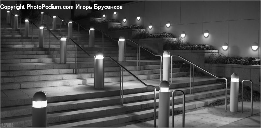 Lighting, Banister, Handrail, Cylinder, City, Downtown, Urban