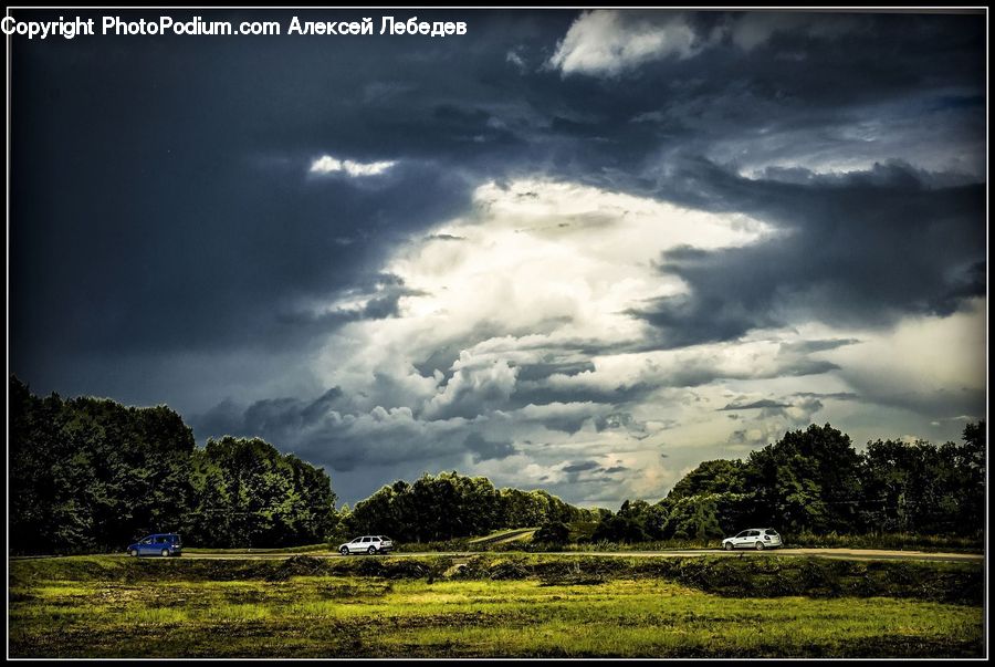 Cloud, Cumulus, Sky, Field, Grass, Grassland, Land