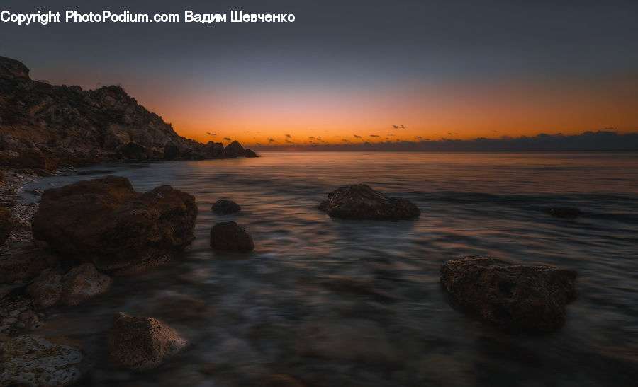 Dawn, Dusk, Sky, Sunrise, Sunset, Rock, Promontory