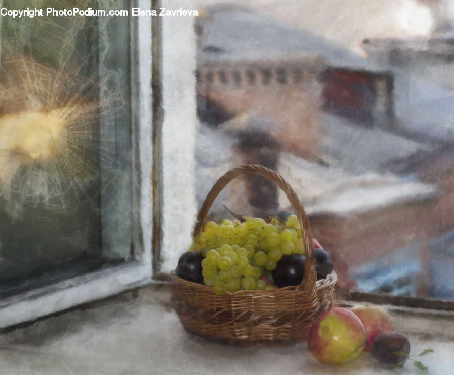Fruit, Grapes, Ball, Sphere, Apple, Moss, Plant