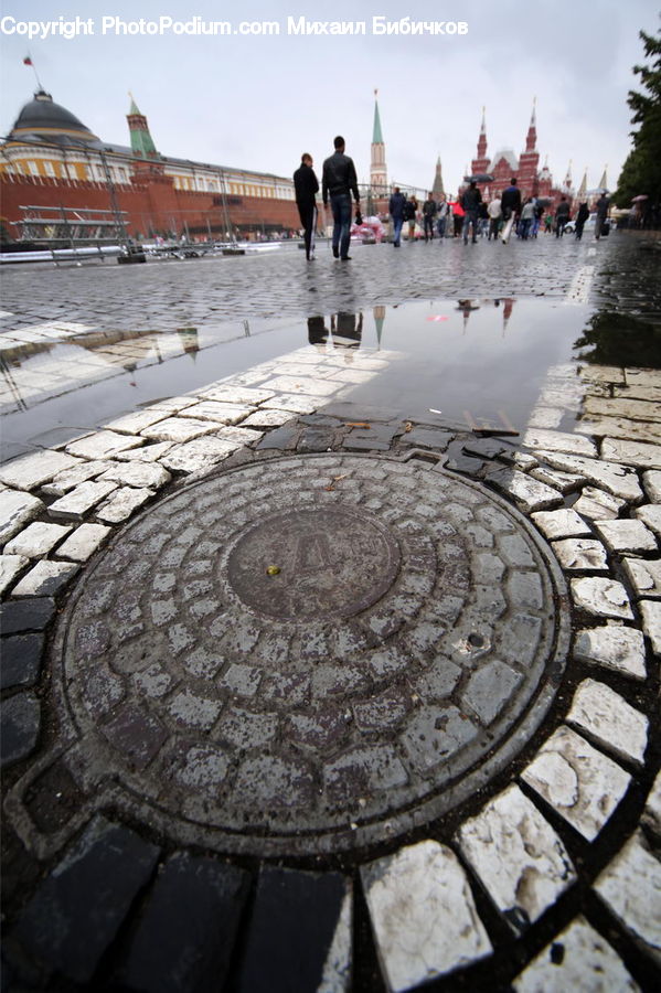 Pavement, Architecture, Downtown, Plaza, Town Square, Water, City