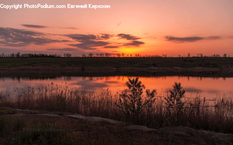 Dawn, Dusk, Red Sky, Sky, Sunrise, Sunset, Land