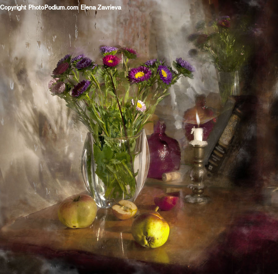 Fruit, Quince, Glass, Goblet, Flora, Flower, Plant