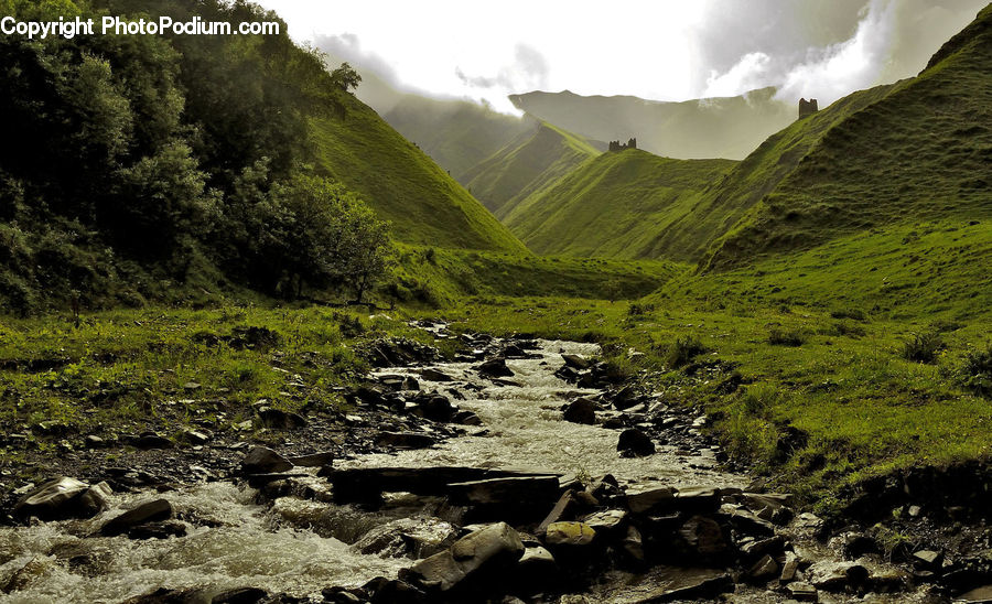 Mountain, Outdoors, Valley, Creek, River, Water, Dirt Road