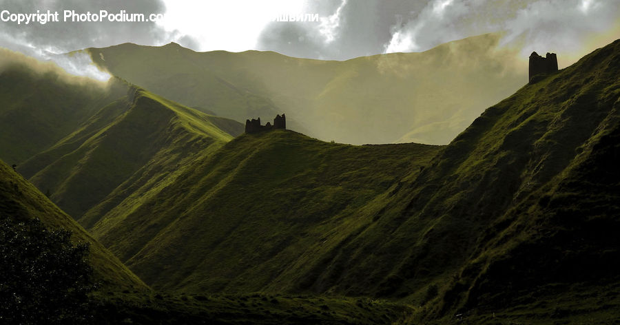 Mountain, Mountain Range, Outdoors, Crest, Peak, Field, Grass