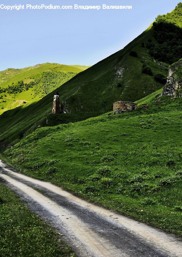 Countryside, Hill, Outdoors, Dirt Road, Gravel, Road, Field