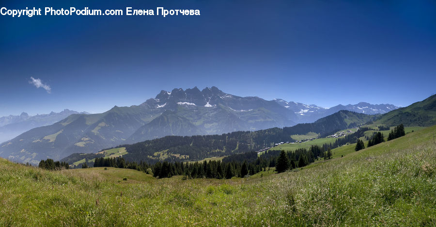 Crest, Mountain, Mountain Range, Outdoors, Peak, Field, Grass