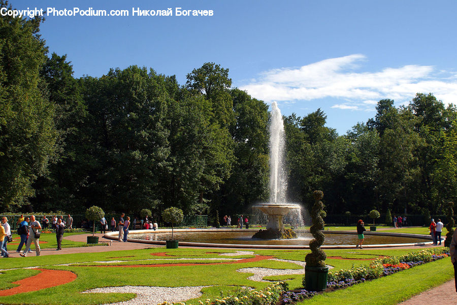 Fountain, Water, Park, Campus