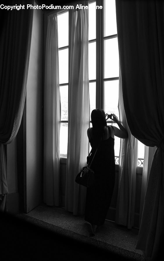 Curtain, Home Decor, People, Person, Human, Corridor, Silhouette