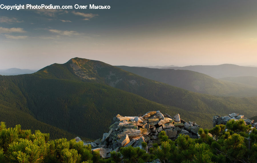 Crest, Mountain, Outdoors, Peak, Mountain Range, Rubble, Bush