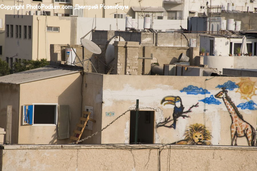 Antenna, Art, Graffiti, Mural, Wall, Building, Housing