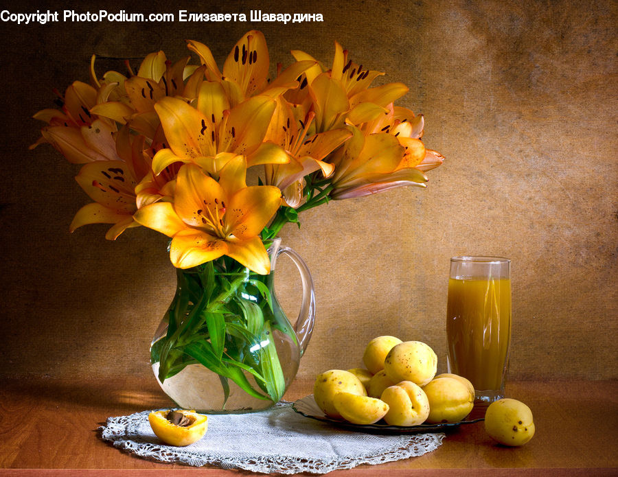 Glass, Goblet, Beverage, Drink, Juice, Floral Design, Flower