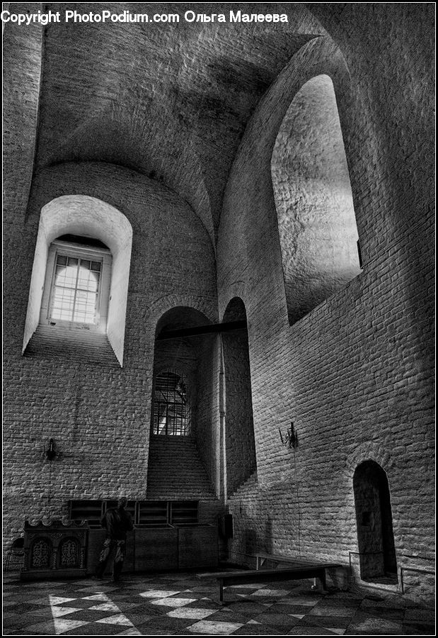 Brick, Bench, Arch, Architecture, Church, Worship, Alley