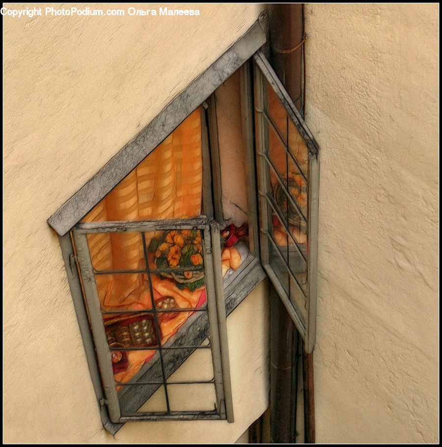 Balcony, Art, Stained Glass, Light Fixture, Modern Art, Building