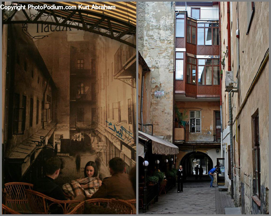 People, Person, Human, Couch, Furniture, Alley, Alleyway