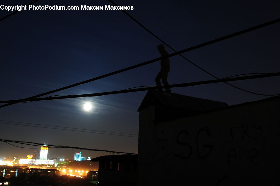 Astronomy, Moon, Night, Outdoors, Space, City, Downtown