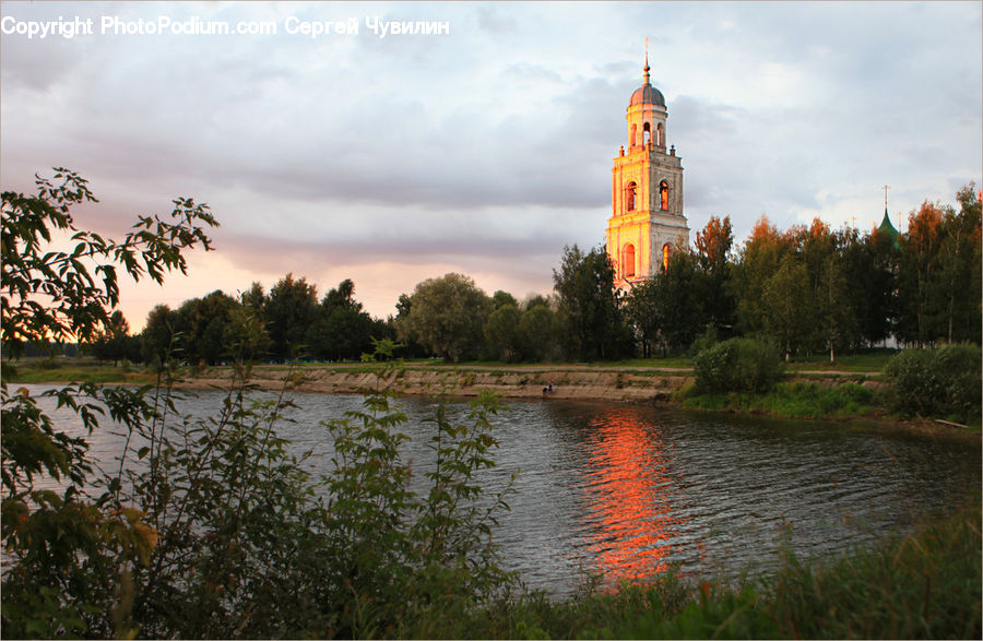 Architecture, Bell Tower, Clock Tower, Tower, Land, Marsh, Pond