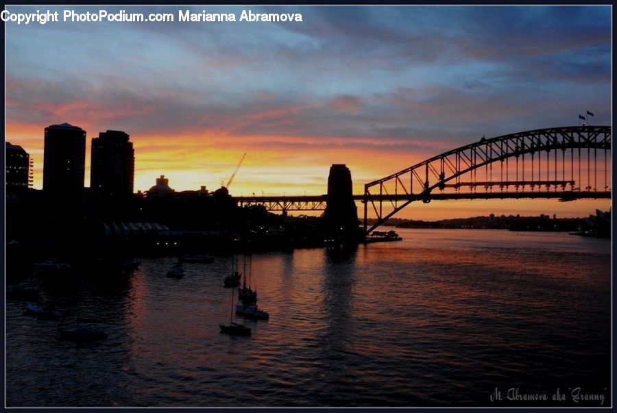 Bridge, Dusk, Outdoors, Sky, Sunlight, Sunrise, Sunset
