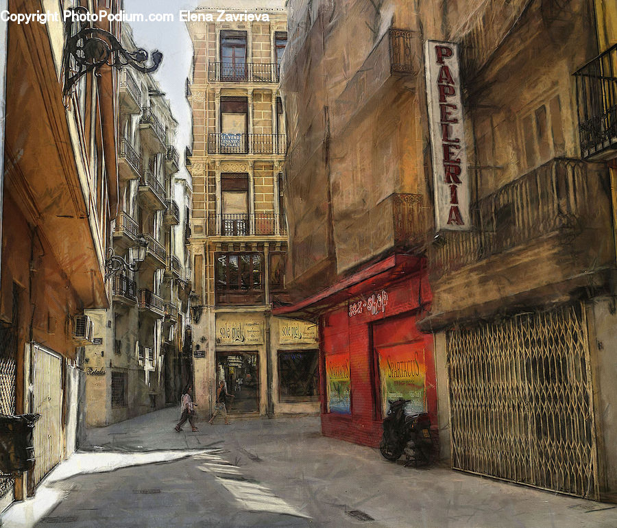 Alley, Alleyway, Road, Street, Town, Building, Balcony
