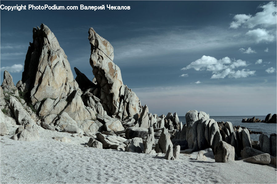 Rock, Coast, Outdoors, Sea, Water, Plateau, Sand