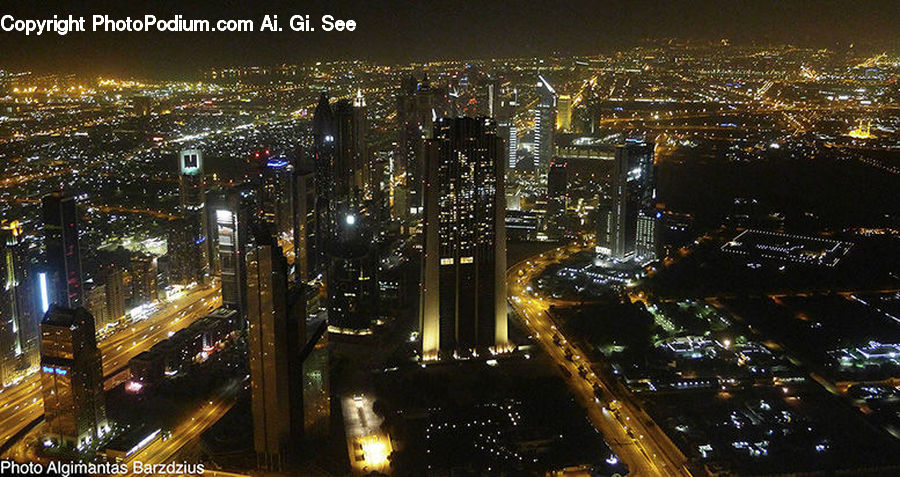 City, Downtown, Metropolis, Urban, Intersection, Road, Aerial View