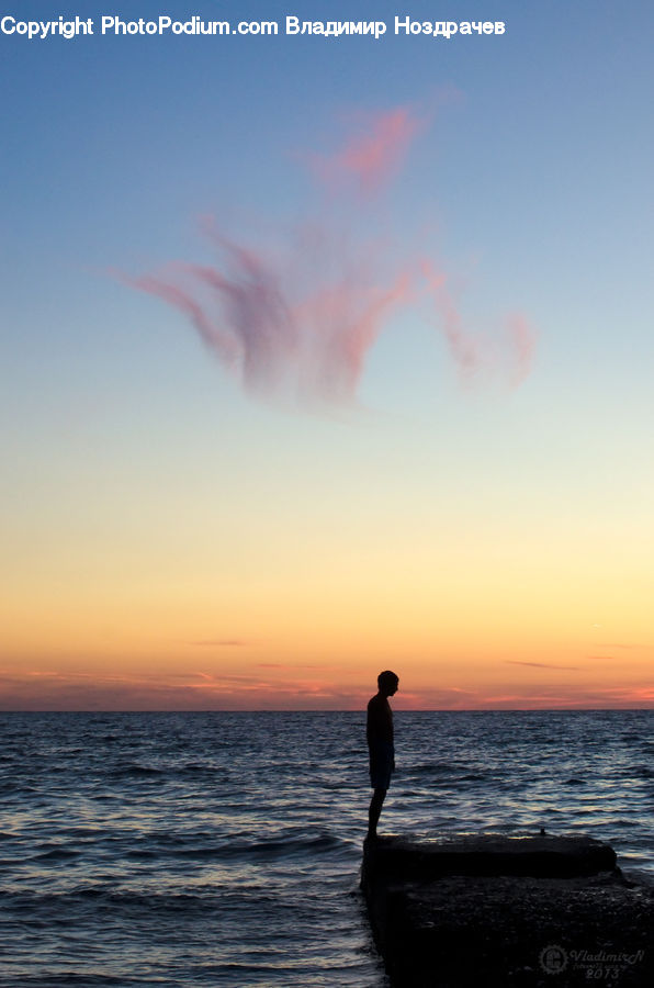 Silhouette, Beach, Coast, Outdoors, Sea, Water, Ocean