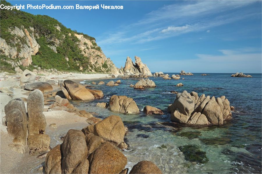 Rock, Promontory, Coast, Outdoors, Sea, Water, Beach