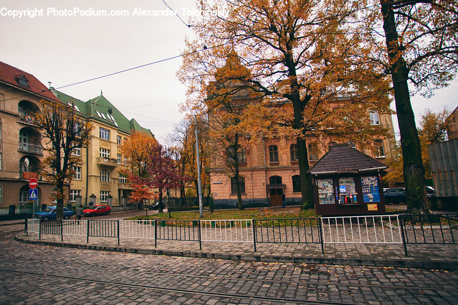 Chair, Furniture, Cobblestone, Pavement, Walkway, Bench, Building