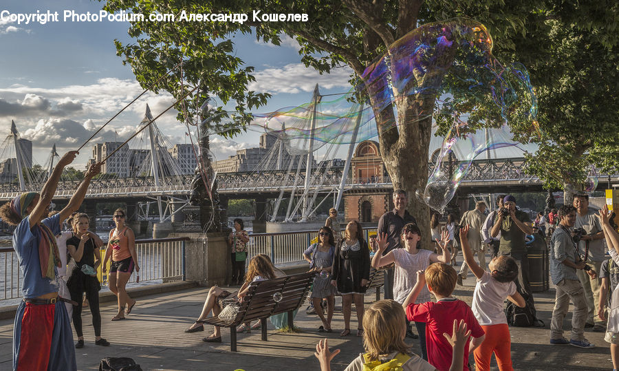People, Person, Human, Bench, Bubble, Carnival, Crowd