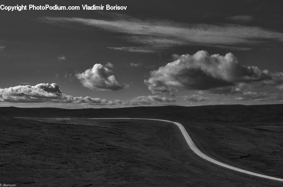 Cloud, Cumulus, Sky, Azure Sky, Outdoors, Road, Field