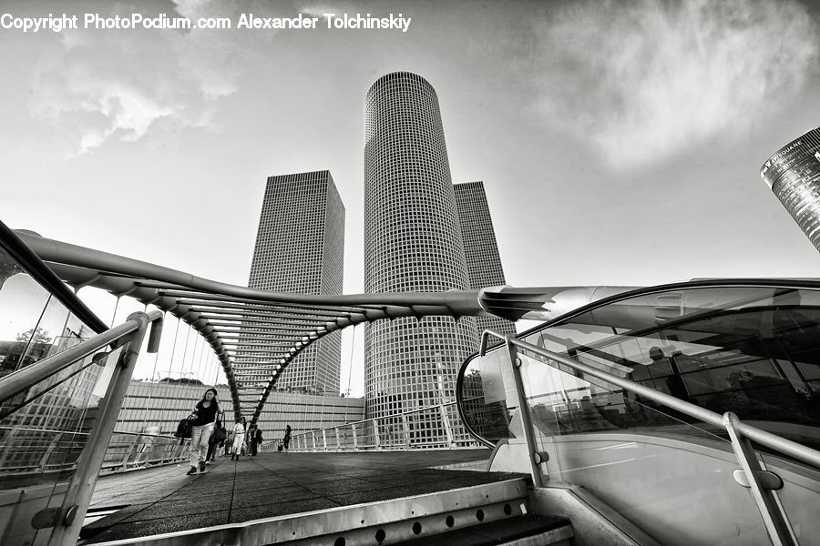 Architecture, City, Downtown, High Rise, Skyscraper, Bridge, Building