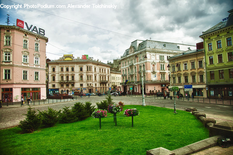 Building, Downtown, Town, Architecture, Plaza, Town Square, Intersection