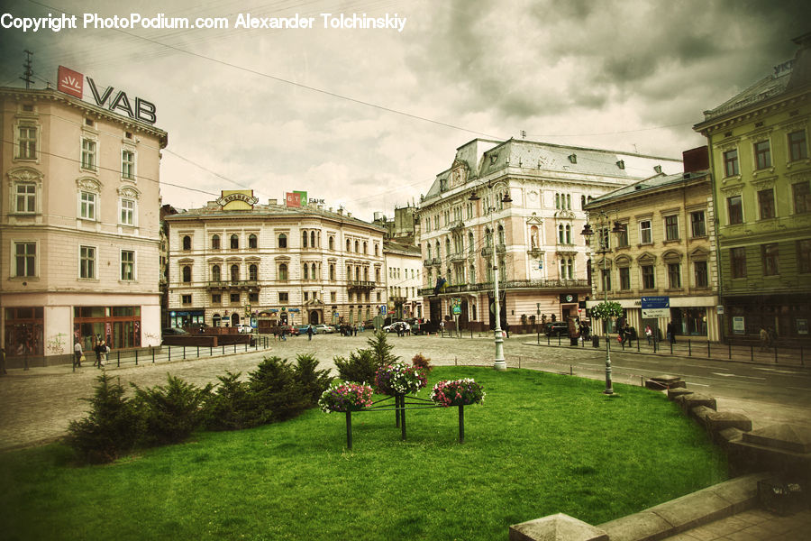 Architecture, Downtown, Plaza, Town Square, City, Urban, Building