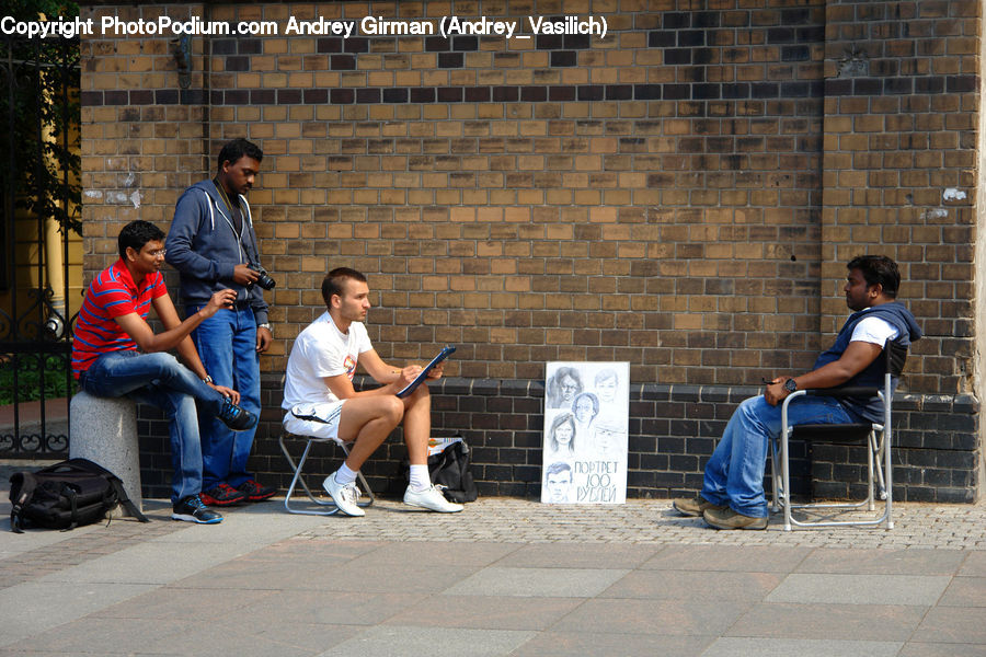 People, Person, Human, Brick, Kicking, Bench
