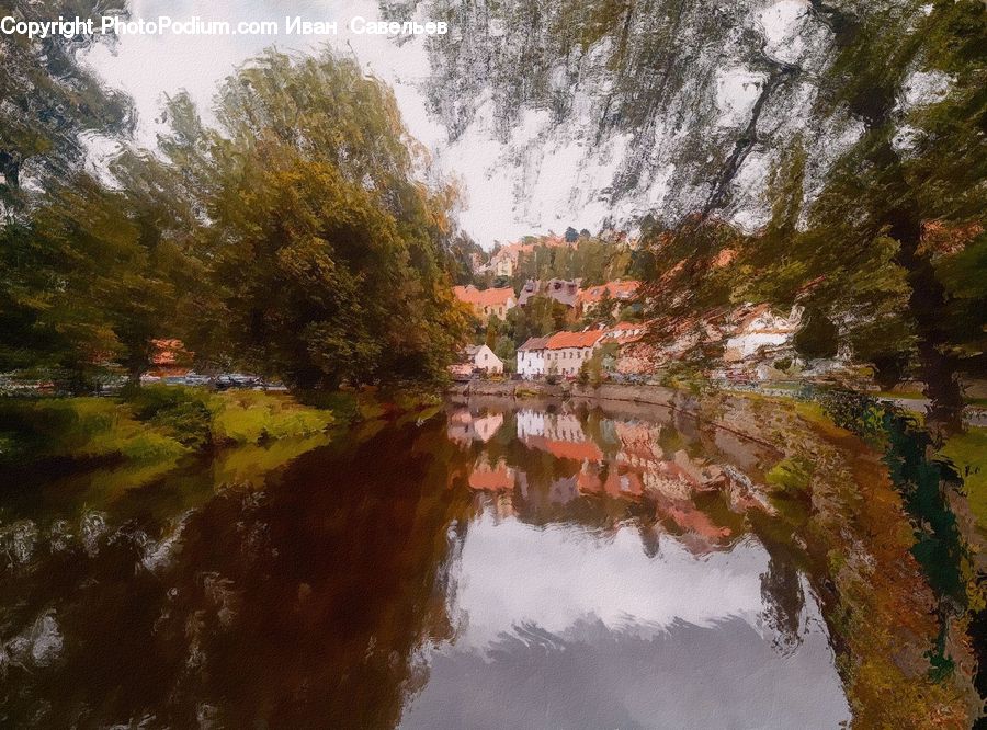 Canal, Outdoors, River, Water, Pond, Forest, Vegetation