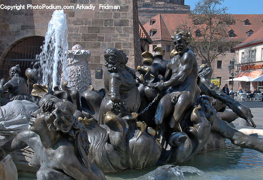 Fountain, Water, Art, Sculpture, Statue, Ice, Outdoors