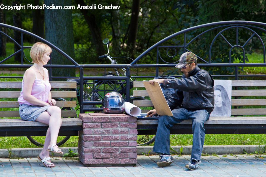 People, Person, Human, Park Bench, Blonde, Female, Woman
