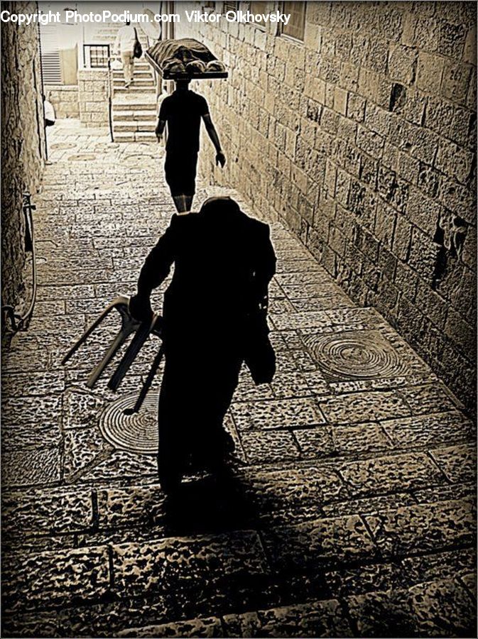 People, Person, Human, Silhouette, Alley, Alleyway, Road