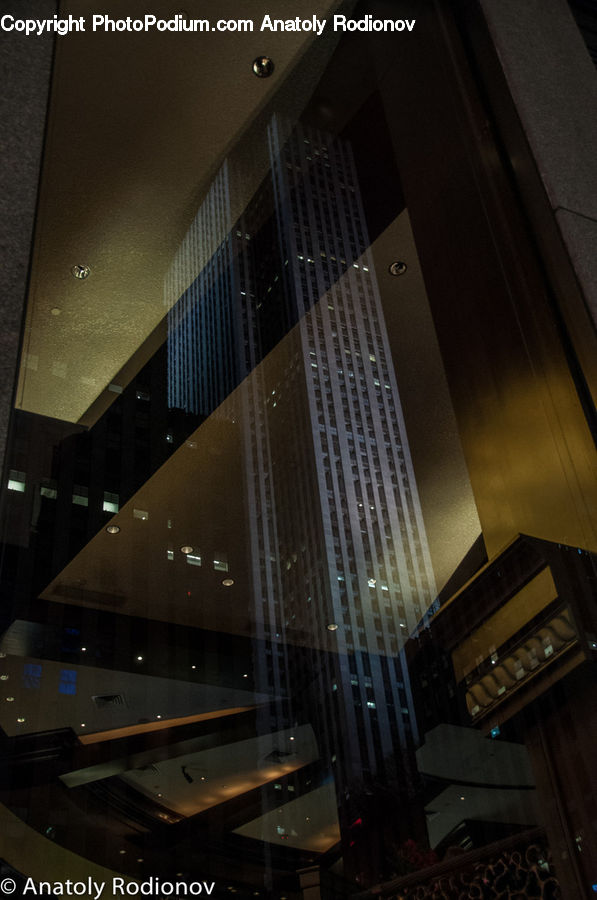 Building, City, High Rise, Office Building, Lighting, Banister, Handrail