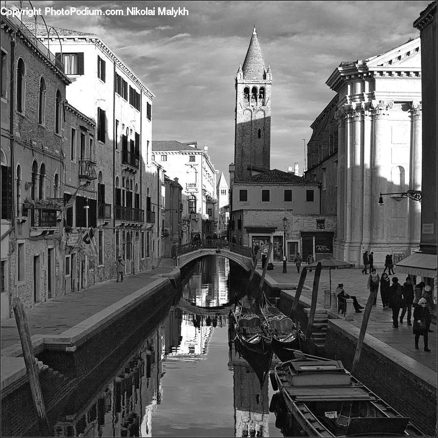 Canal, Outdoors, River, Water, Architecture, Tower, Bridge