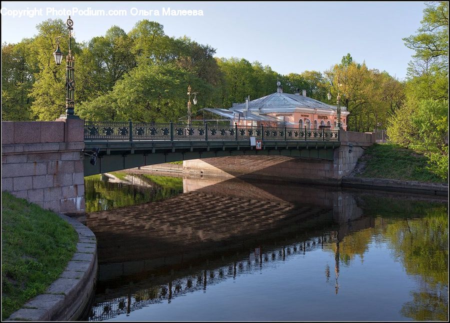 Canal, Outdoors, River, Water, Park, Gazebo, Pavement