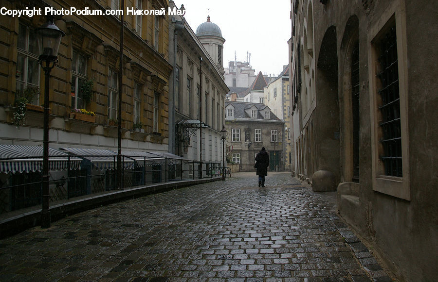 Cobblestone, Pavement, Walkway, Roof, Road, Street, Town